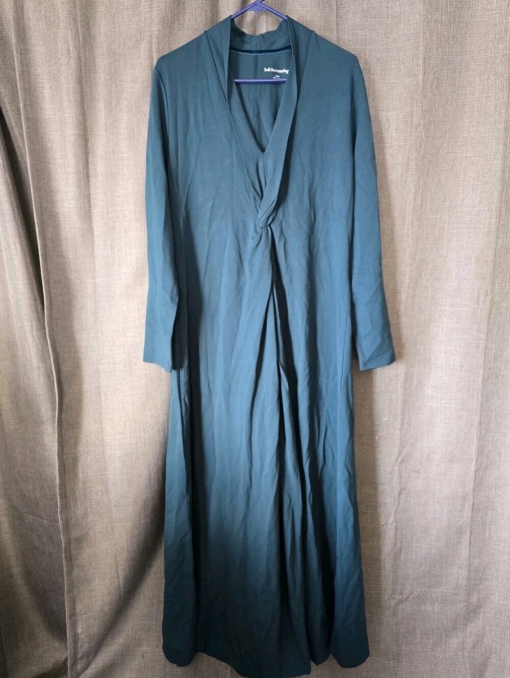 NWT Soft Surroundings Lagia Maxi Dress Teal Green Comfy Lagenlook Size L - Picture 2 of 7